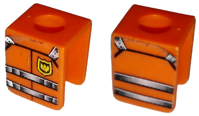 Lego Minifigure Vest with Straps and Fire Logo Pattern (Stickers) - Set 7239