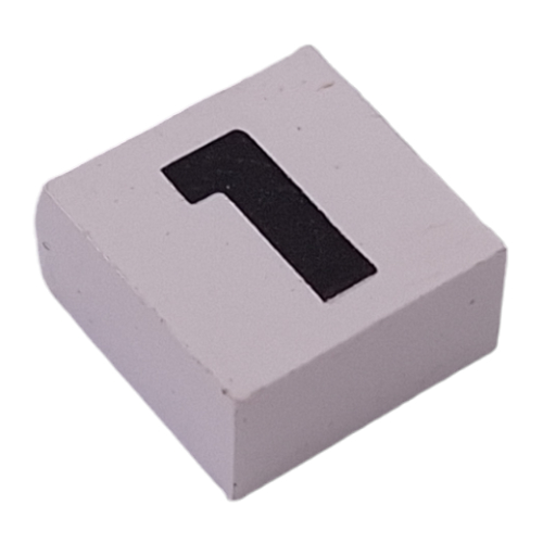 Lego Modulex Tile 2 x 2 with Black '1' Print, without Internal Supports / Modulex White
