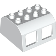 Lego Duplo Train Locomotive Cabin Roof 2 x 4 Studs, 4 Medium Windows / White