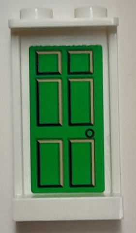 Lego Panel 1 x 2 x 3 with Side Supports - Hollow Studs with Bright Green Door Pattern (Sticker) - Set 40393