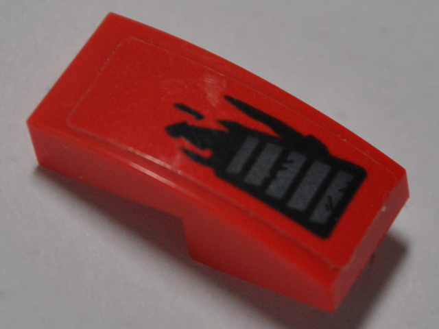 Lego Slope, Curved 2 x 1 x 2/3 with Vent Holes Pattern Model Left Side (Sticker) - Set 70638 / Red