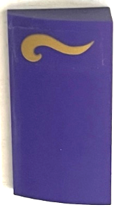 Lego Slope, Curved 2 x 4 x 2/3 with Bottom Tubes with Gold Swirl Pattern Model Left Side (Sticker) - Set 41684 / Dark Purple