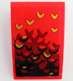 Lego Slope, Curved 3 x 2 with Black, Dark Red and Gold Scales Pattern Model Left Side (Sticker) - Set 70653 / Red