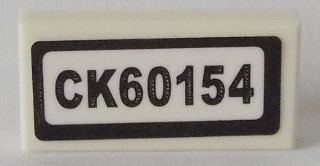 Lego Tile 1 x 2 with 'CK60154' Pattern (Sticker) - Set 60154