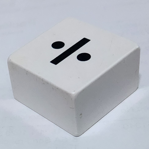 Lego Duplo Tile 2 x 2 x 1 with Obelus / Division Sign '÷' Print / White