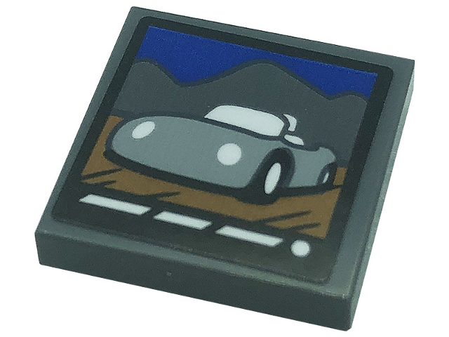 Lego Tile 2 x 2 with Light Bluish Gray Car Pattern (Sticker) - Set 21328 / Dark Bluish Gray