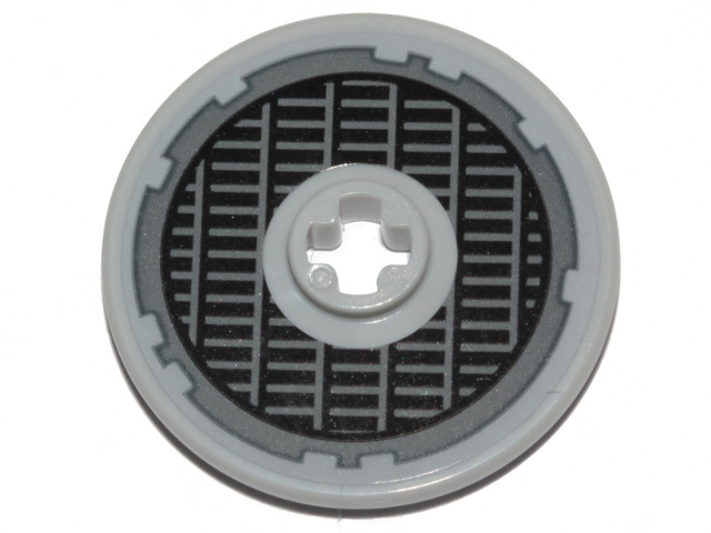 Lego Technic, Disk 3 x 3 with SW Millennium Falcon Grille and Light Bluish Gray Outline Pattern (Sticker) - Sets 7965 / 75105 / 75257 / Light Bluish Gray