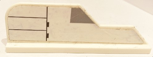 Lego Tail 8 x 1 with Stepped Fin with Light Bluish Gray Trapezoid Corner and Black Lines Pattern (Sticker) - Set 75175