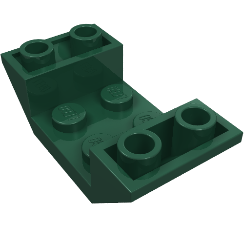 Lego Brick Sloped Inverted 45° 4 x 2 Double with 2 x 2 Recessed / Dark Green