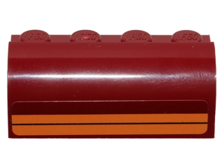 Lego Slope, Curved 2 x 4 x 1 1/3 with 4 Recessed Studs with Two Orange Stripes Pattern (Sticker) - Set 75099