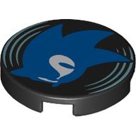 Lego Tile Round 2 x 2 with Blue Sonic the Hedgehog Print / Black