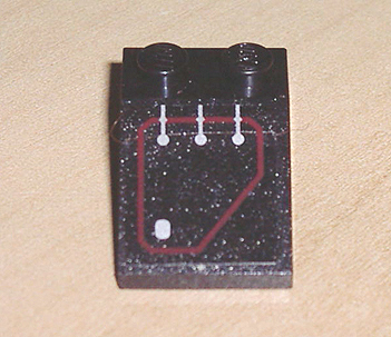 Lego Slope 33 3 x 2 with Silver Circuitry 3 Lines Striaght, 1 Dot in Red Outline Pattern (Sticker) - Set 7702