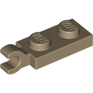 Lego Plate Special 1 x 2 with Clip Horizontal on End / Dark Tan