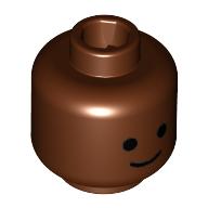 Lego Minifig Head Standard Grin Print [Blocked Open Stud] / Reddish Brown