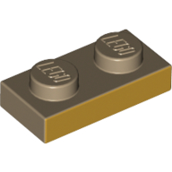 Lego Plate 1 x 2 with Metallic Gold Field on 2-long side print