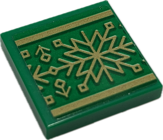 Lego Tile 2 x 2 with Holiday Gift Ribbon with Gold Christmas Decoration Pattern (Sticker) - Set 40494