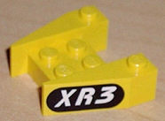 Lego Wedge 3 1/2 x 4 without Stud Notches with White 'XR3' on Black Background Pattern on Both Sides (Stickers) - Set 1782