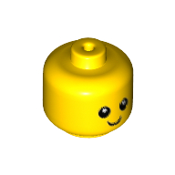 Lego Minifig Head Baby / Toddler with Neck with Eyes, White Pupils and Smile Print [Hole in Stud]