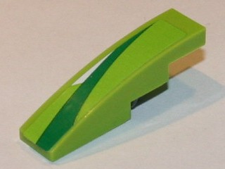 Lego Slope, Curved 4 x 1 with Green and White Pattern Model Right Side (Sticker) - Set 8864