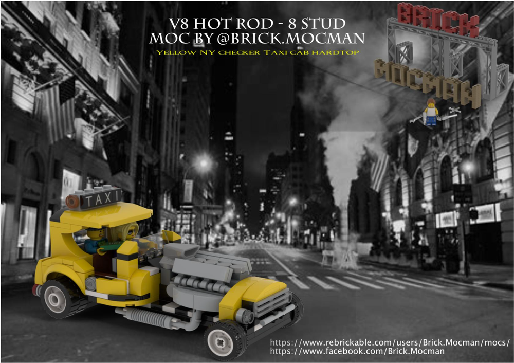 Lego V8 HotRod 8 Stud - Yellow Taxi Hardtop (FREE)