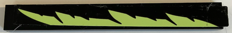 Lego Tile 1 x 8 with Yellowish Green Stripe with Jagged Edges Pattern Model Right Side (Sticker) - Set 70425 / Black