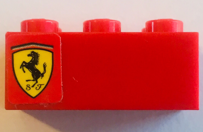 Lego Brick 2 x 3 with Ferrari Logo Pattern Model Left Side (Sticker) - Set 8671