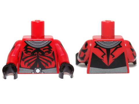 Lego Torso SW Darth Maul Chest with Gray and Silver Collar and Belt Pattern / Printed Red Arms / Black Hands