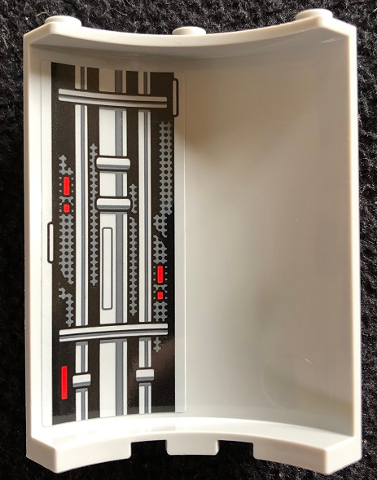 Lego Cylinder Quarter 4 x 4 x 6 with Panel, Pipes, and Red Lights Pattern 2 (Sticker) - Set 75291