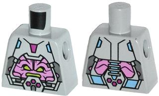 Lego Torso Robot with Armor, Kraang and Control Harness Pattern / Light Bluish Gray