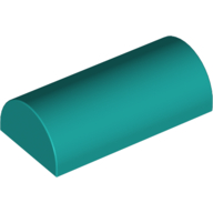 Lego Brick Curved 2 x 4 Double, No Studs, with Groove / Dark Turquoise