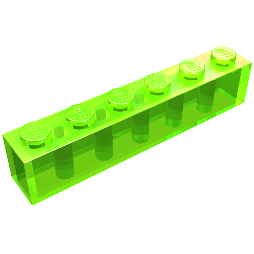 Lego Brick 1 x 6 / Trans-Bright Green