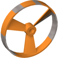 Lego Large Figure Spinner / Propeller without Code, Marbled Pearl Light Gray Pattern (Rhotuka) / Orange