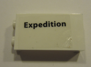 Lego Panel 1 x 2 x 3 with Side Supports - Hollow Studs with 'Expedition' Pattern Model Left Side (Sticker) - Set 10231 / White