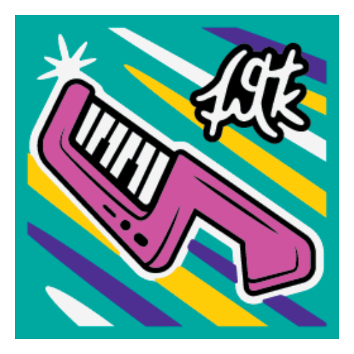 Lego Tile 2 x 2 with Keytar print