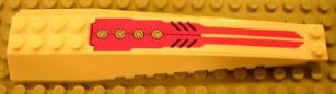 Lego Wedge 16 x 4 Triple Curved with Reinforcements with Four Silver Slotted Round Ports and Symmetrical Grille on Red Background Pattern (Sticker) - Set 8106 / White