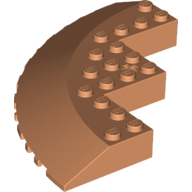Lego Brick Round Corner 10 x 10 with Slope 33° Edge, Axle Hole, Facet Cutout / Nougat