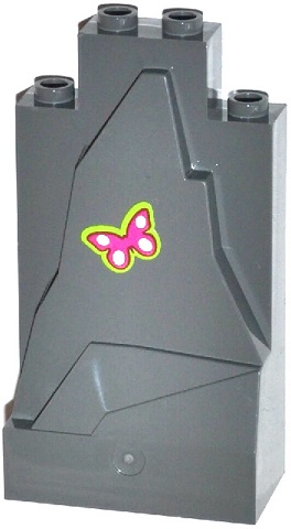 Lego Rock Panel 2 x 4 x 6 with Magenta and White Butterfly Pattern (Sticker) - Set 41033