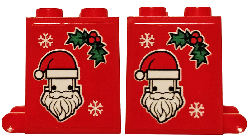 Lego Container, Box 2 x 2 x 2 with Santa, 2 Snowflakes and Holly Pattern on Both Sides (Stickers) - Set 40353
