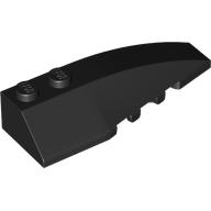 Lego Brick Wedged, Curved 6 x 2 Right, Inner Ridges / Black