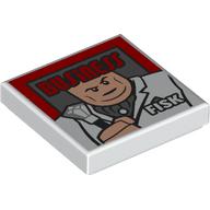 Lego Tile 2 x 2 with Newspaper Business 'FISK' Print / White