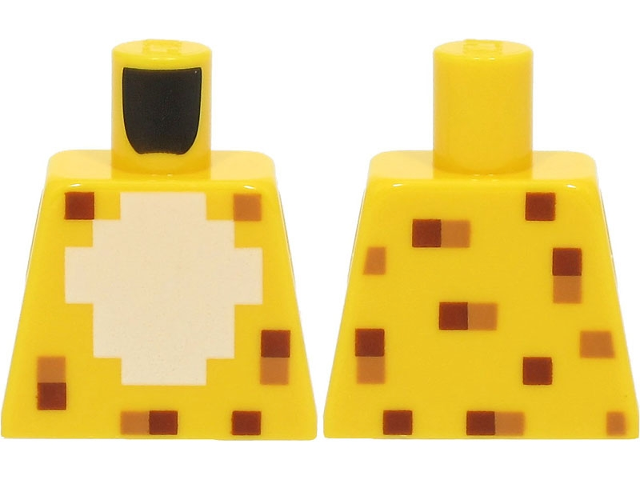 Lego Torso Pixelated White Chest and Nougat and Reddish Brown Squares Pattern / Yellow