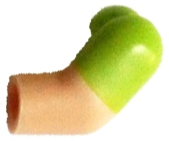 Lego Arm, Left with Molded Lime Short Sleeve  Pattern / Light Nougat