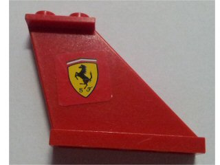 Lego Tail 4 x 1 x 3 with Ferrari Logo Pattern on Right Side (Sticker) - Set 8654 / Red