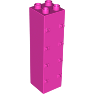Lego Duplo Building Wall 2 x 2 x 6 with Drawer Slots on One Side and Eight Hinges on the Other / Dark Pink