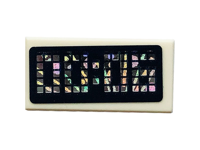 Lego Tile 1 x 2 with Time '00:06' Pattern (Sticker) - Set 41375 / White