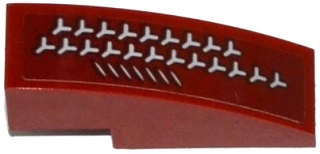 Lego Slope, Curved 3 x 1 with Light Bluish Gray Y-Shaped Pattern Model Left Side (Sticker) - Set 75135 / Dark Red