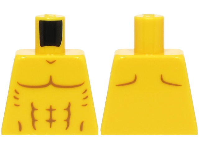 Lego Torso Bare Chest with Muscles Outline, Shoulder Contours on Back Pattern (BAM) / Yellow