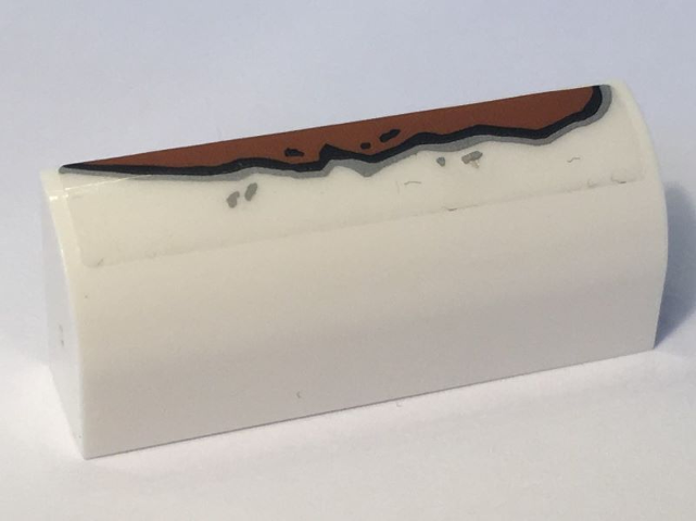 Lego Slope, Curved 1 x 4 x 1 1/3 with Rust Long Pattern (Sticker) - Set 10274