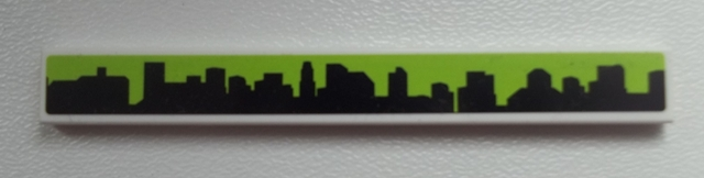 Lego Tile 1 x 8 with Black Skyline on Lime Background Pattern (Sticker) - Set 60026
