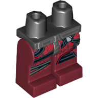 Lego Hips and Dark Red Legs with Black and Gray Straps and Dark Red Wire Print / Black